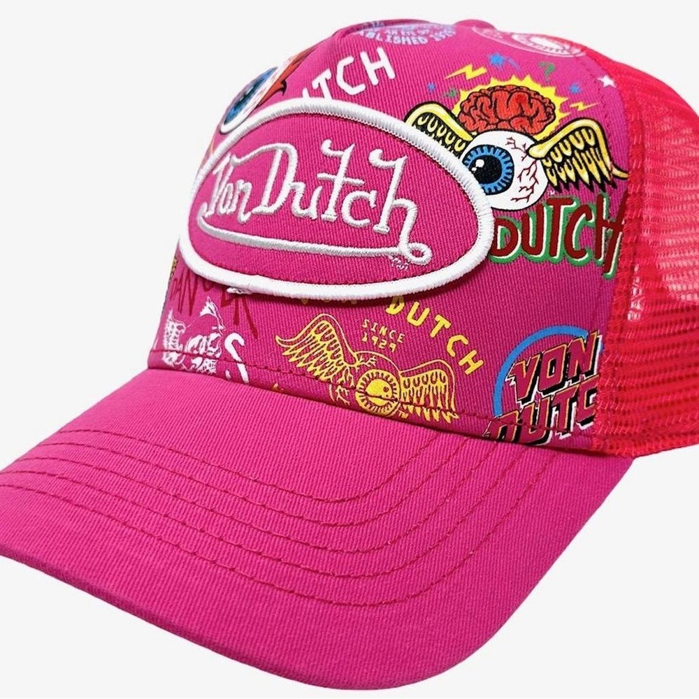 Von Dutch pink trucker hat